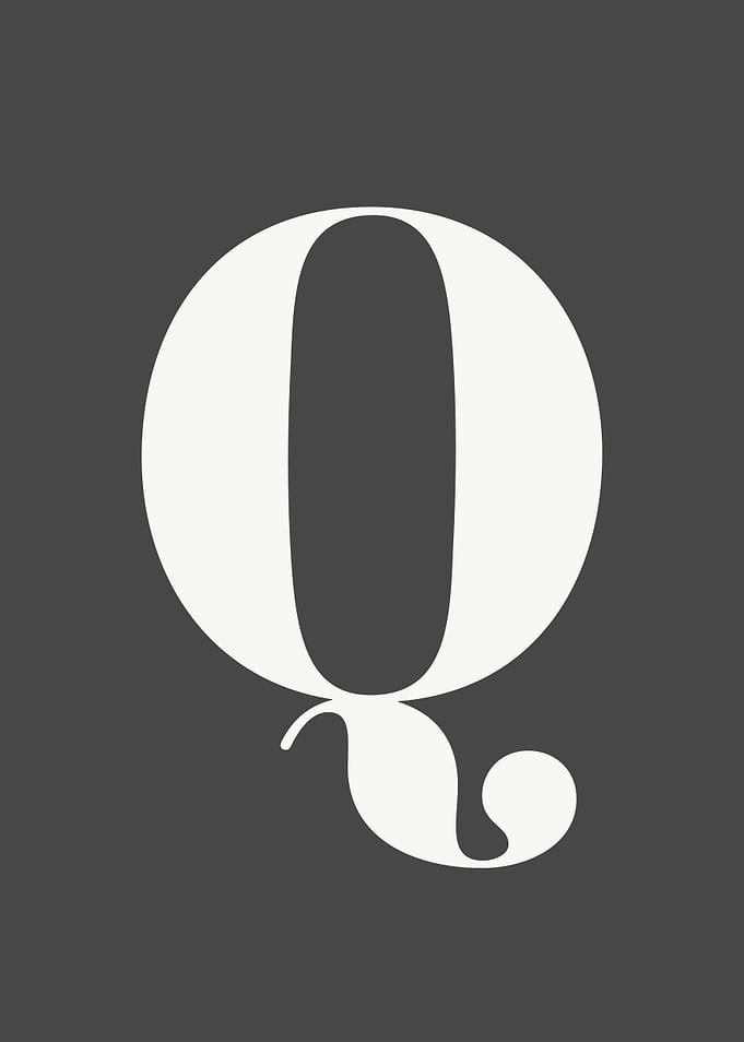 Grey Letter Q Print