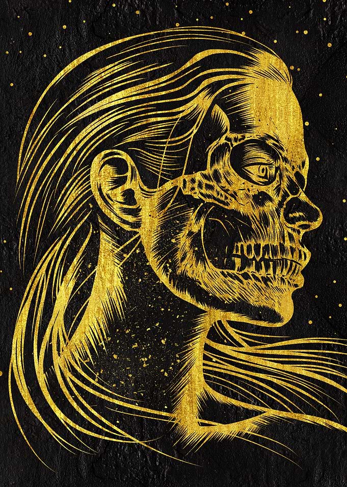 Golden Skull Face