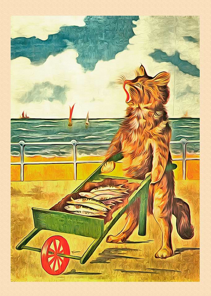 Vintage Cat Art Picture