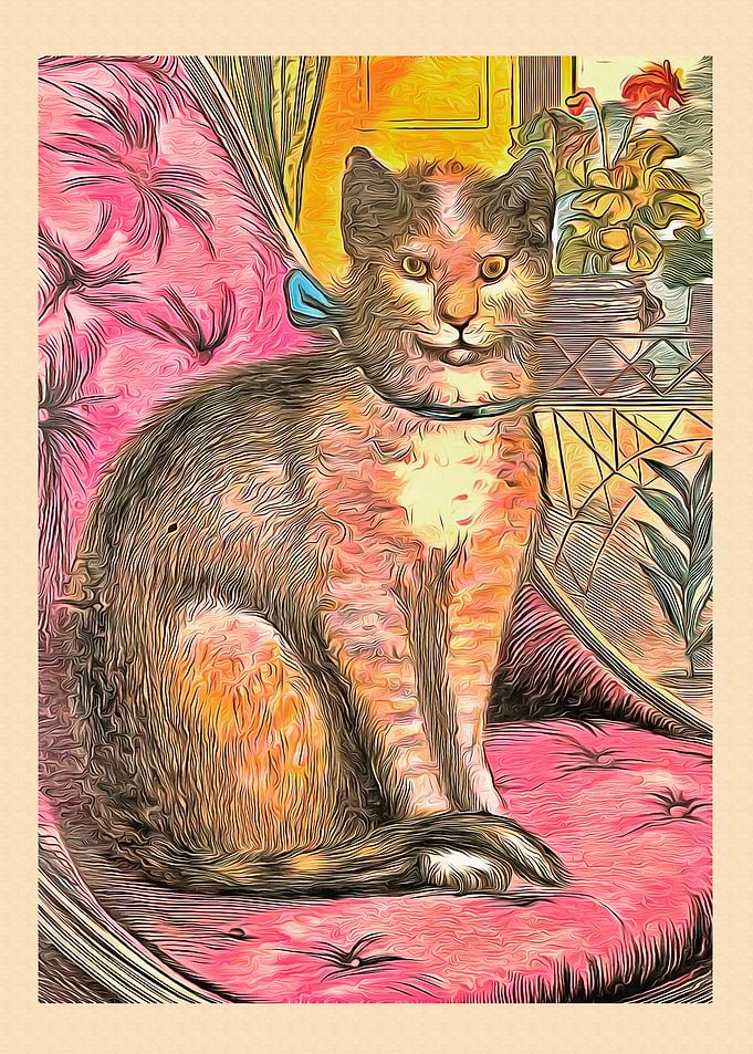 Vintage Cat Art Picture