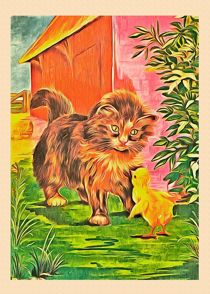 Vintage Cat Art Picture