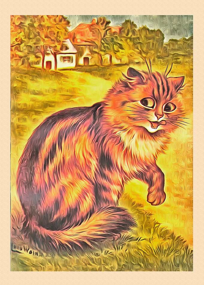 Vintage Cat Art Picture