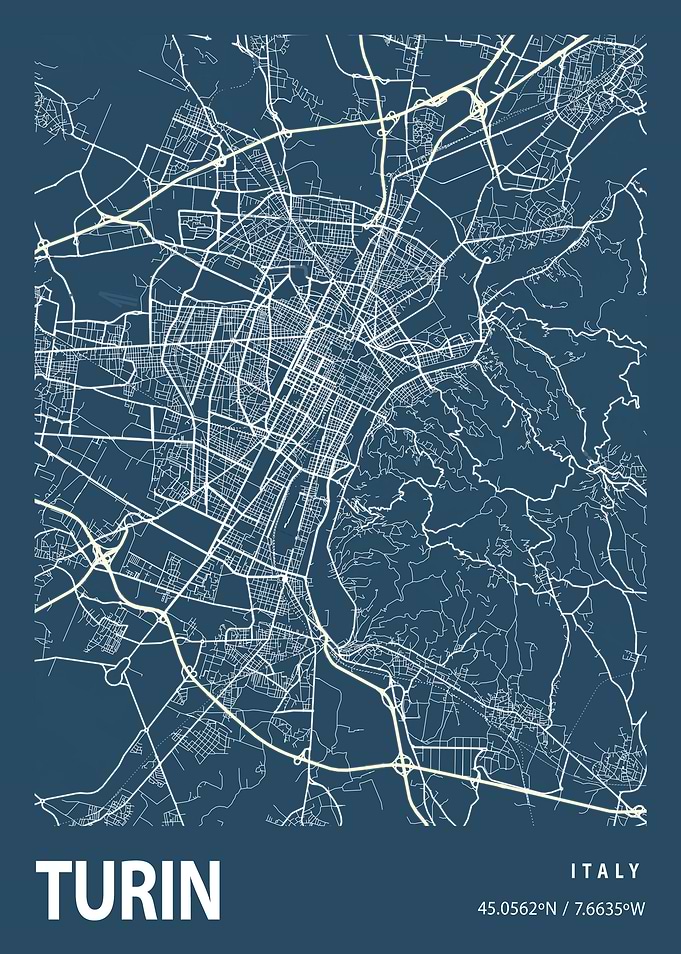 Turin Blueprint Street Map