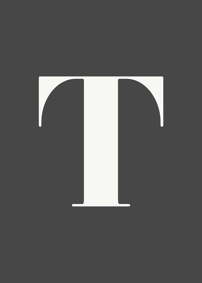 Grey Letter T Print