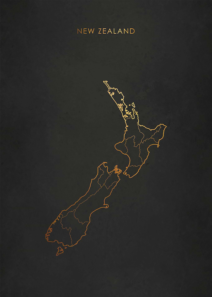 Gold New Zealand Map