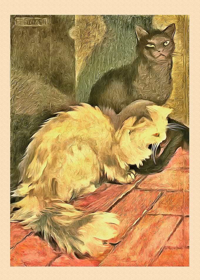 Vintage Cat Art Picture