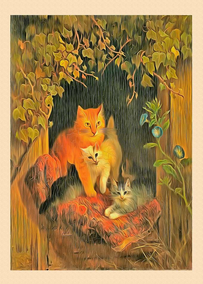 Vintage Cat Art Picture