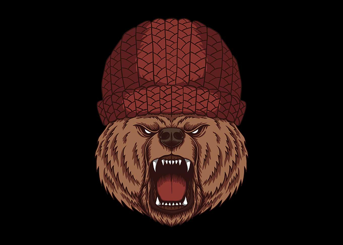 Angry bear head
