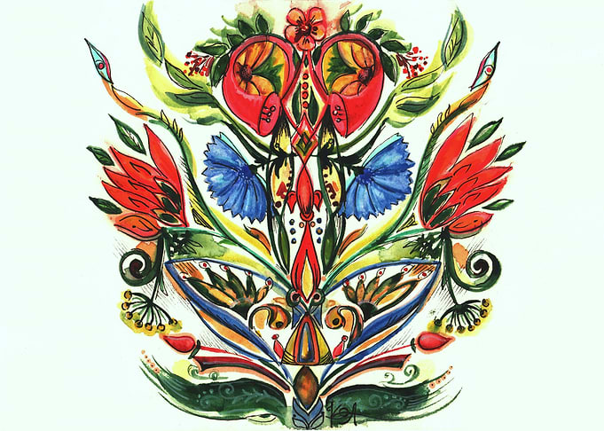 Watercolor fire flower