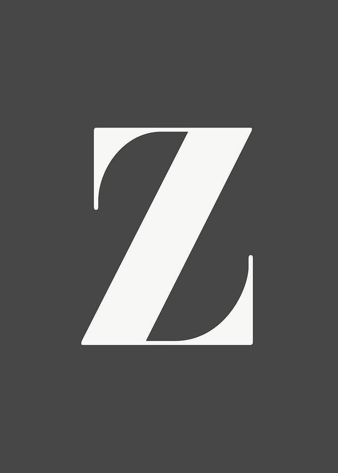 Grey Letter Z Print