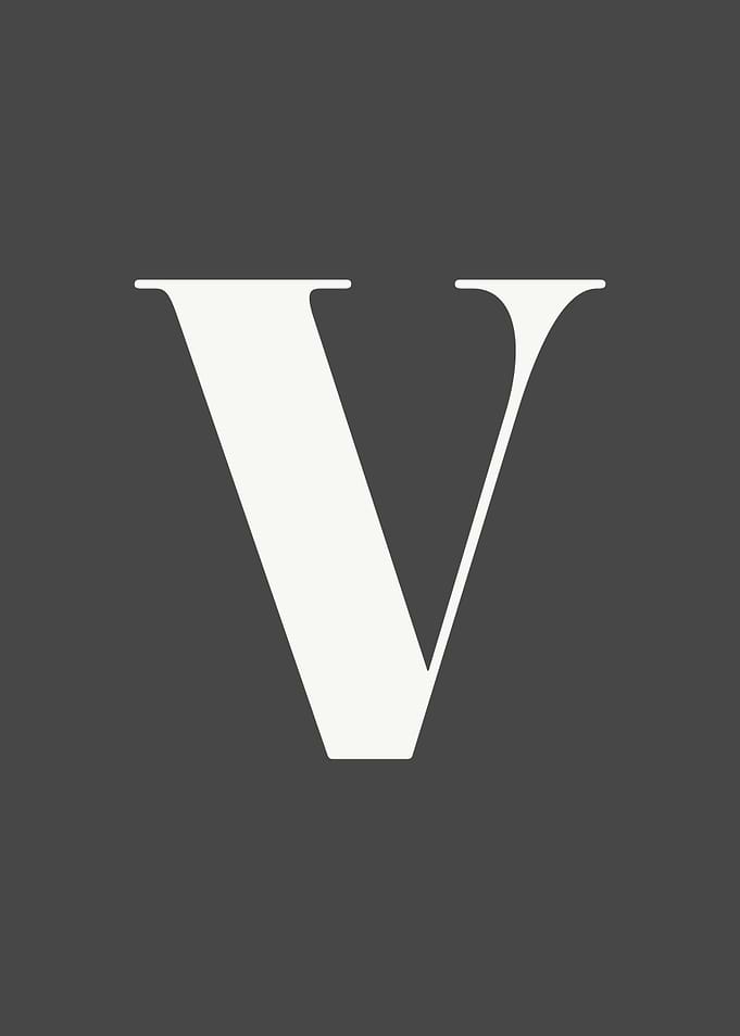 Grey Letter V Print