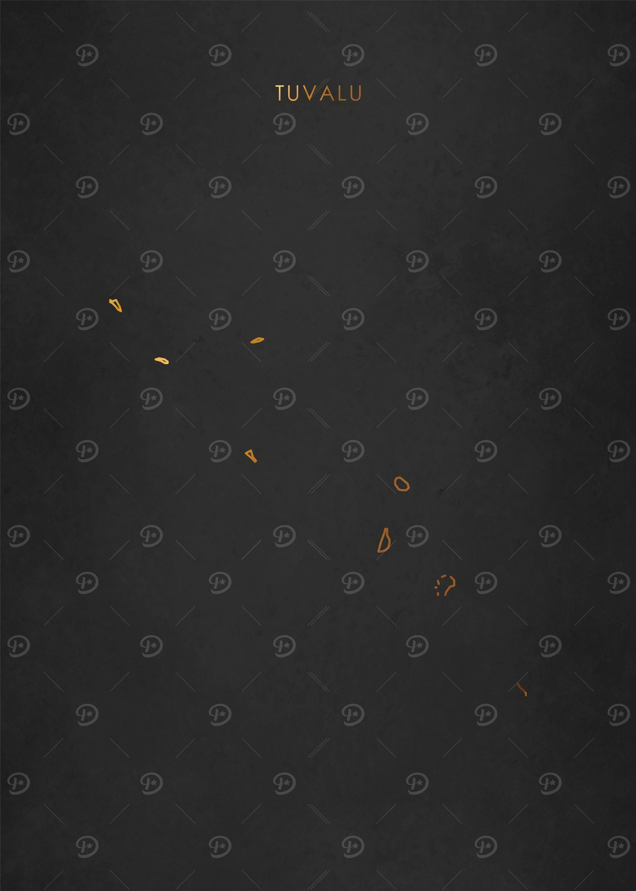 Gold Tuvalu Map