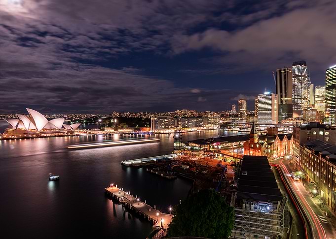 Sydney skyline at night