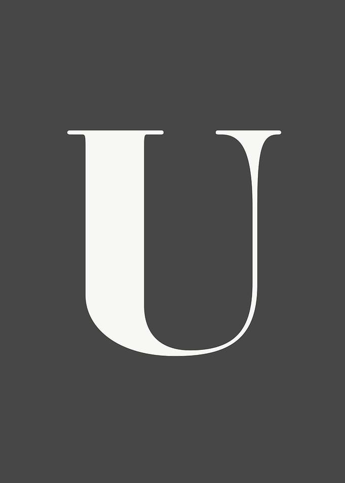 Grey Letter U Print