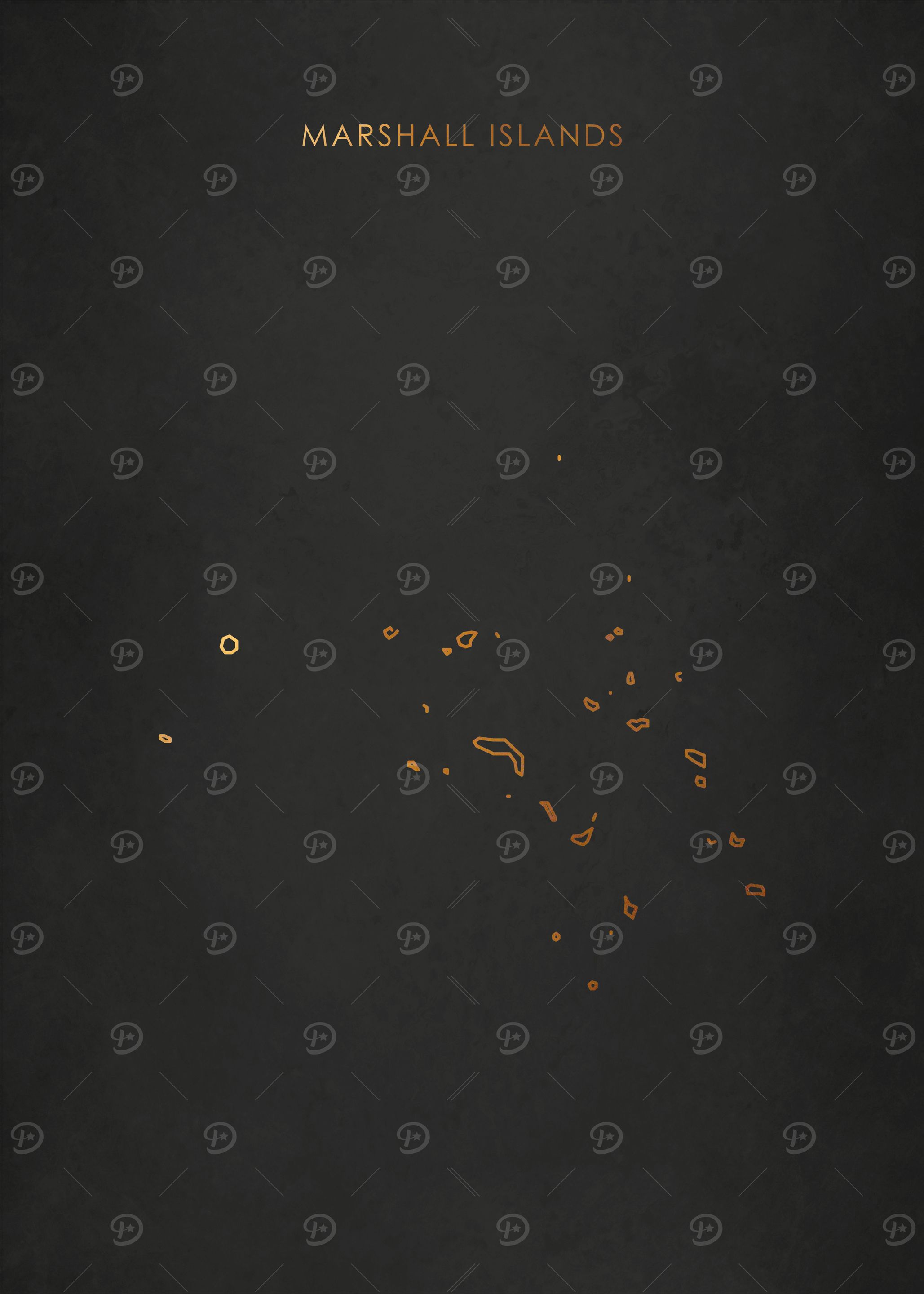 Gold Marshall Islands Map