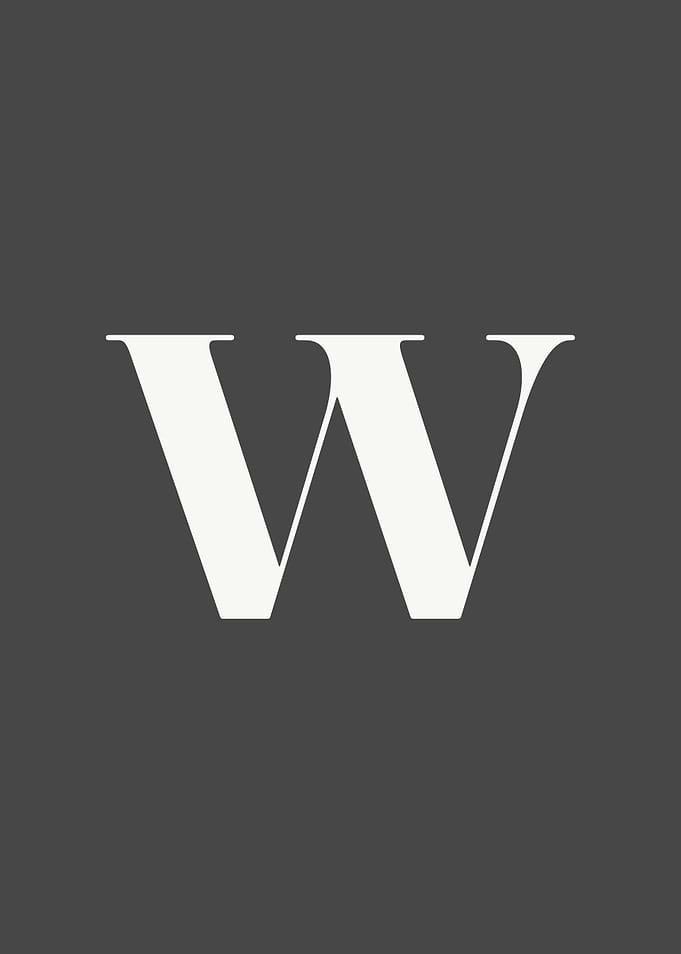 Grey Letter W Print