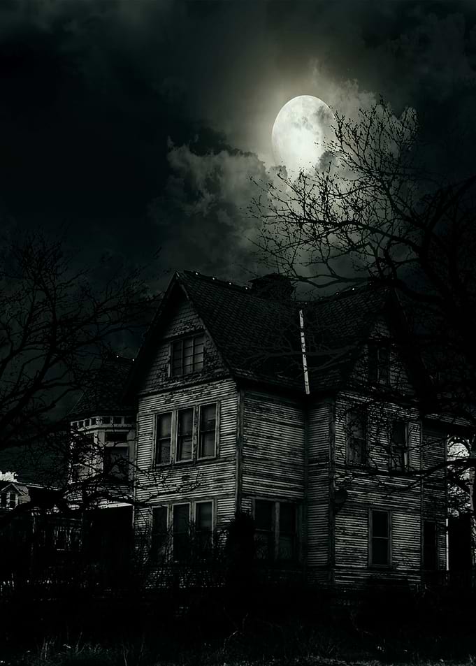 House in the dark by Moon
