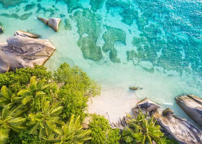 Looking down on Seychelles