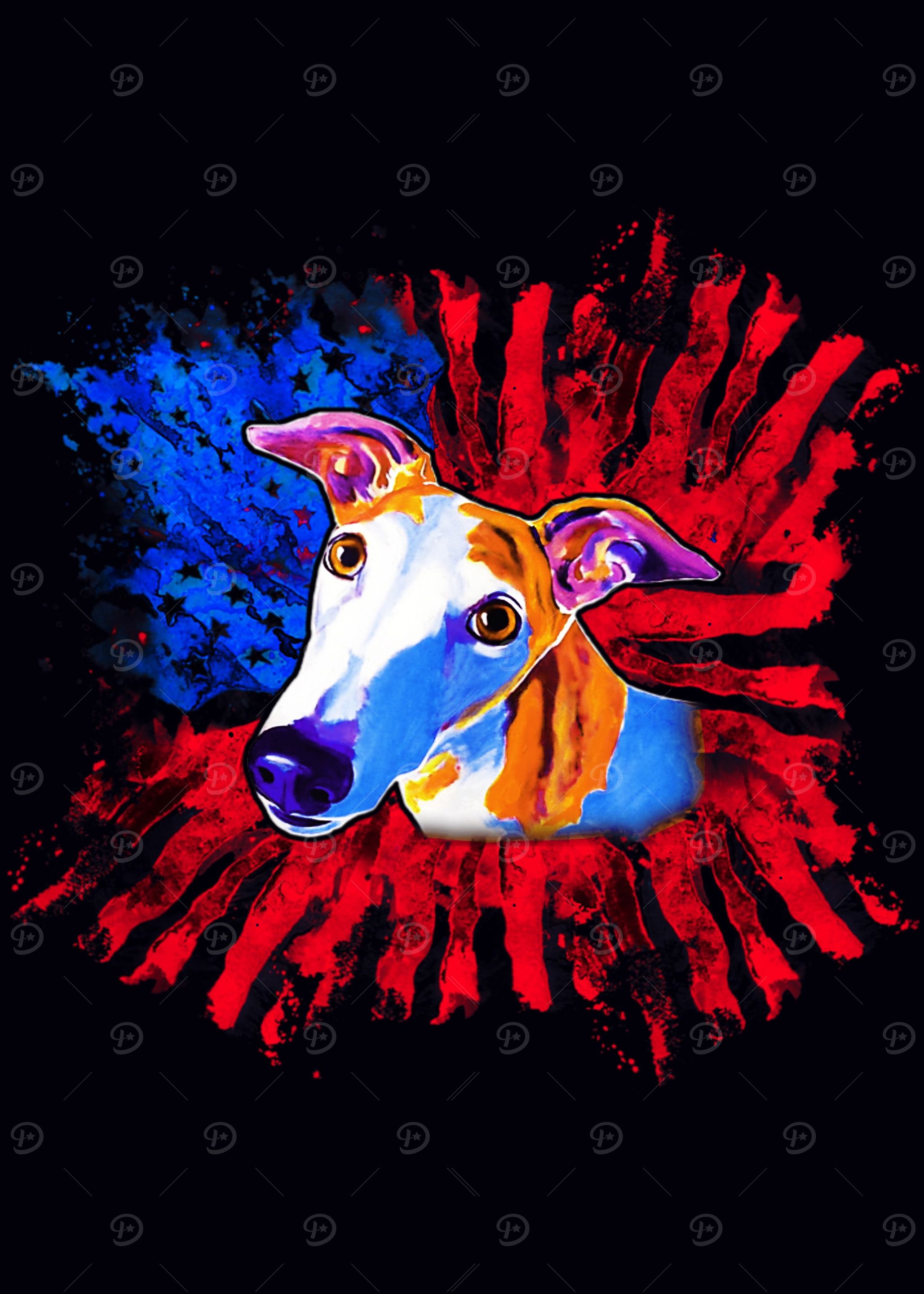 Colorful USA Flag Dog