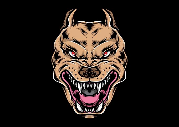 Angry pitbull detailed art