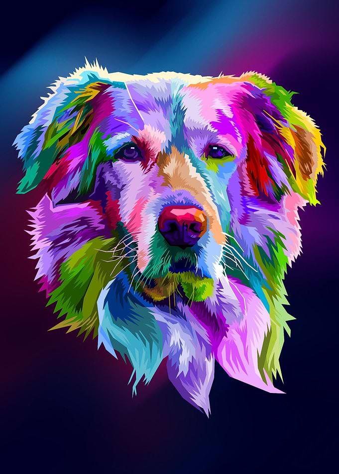 Colorful golden retriever