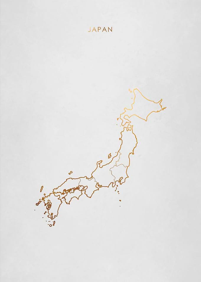 Gold Japan Map