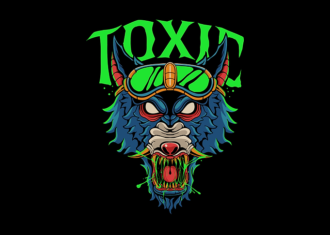 Angry wolf head