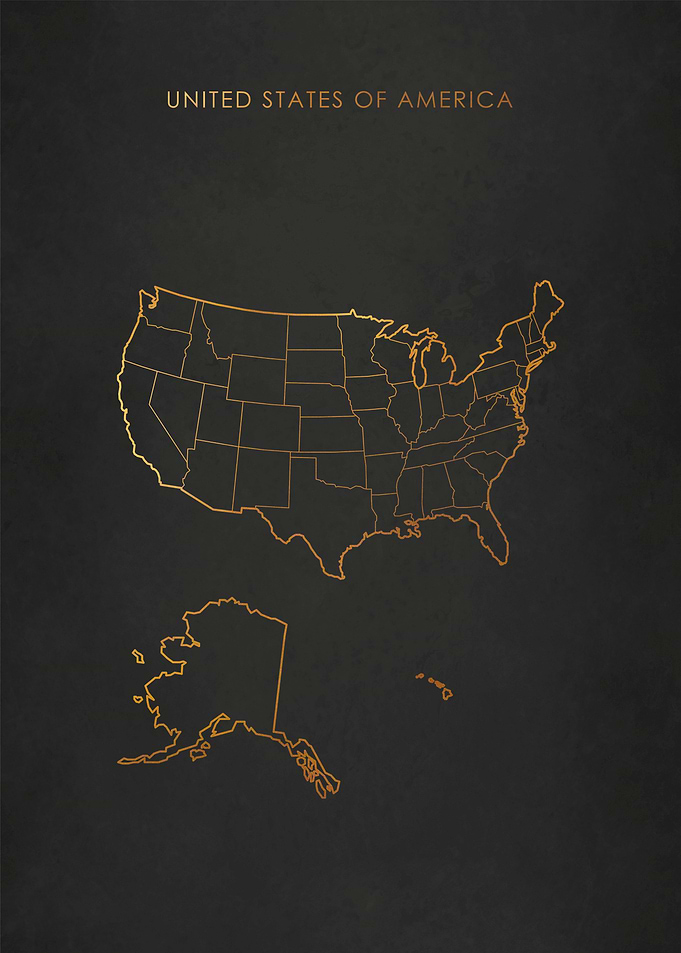 Gold United States Map