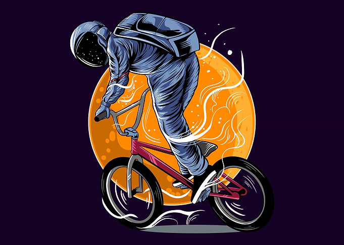 astronaut riding bmx