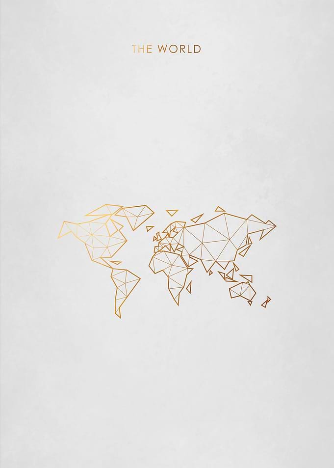 Gold World Map Minimal