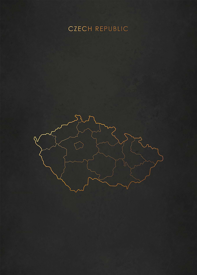 Gold Czech Republic Map
