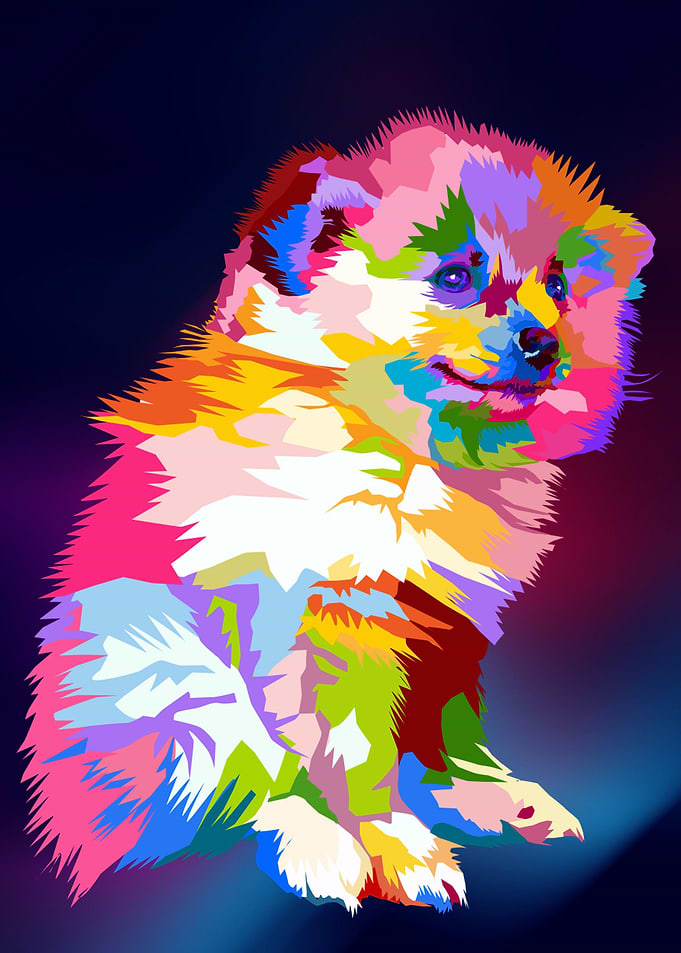 Cute colorful dog Pop Art