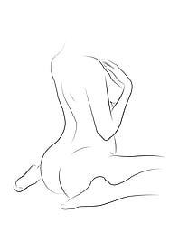 Naked Sexy Woman Line Art