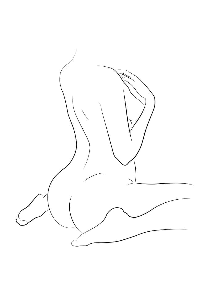 Naked Sexy Woman Line Art