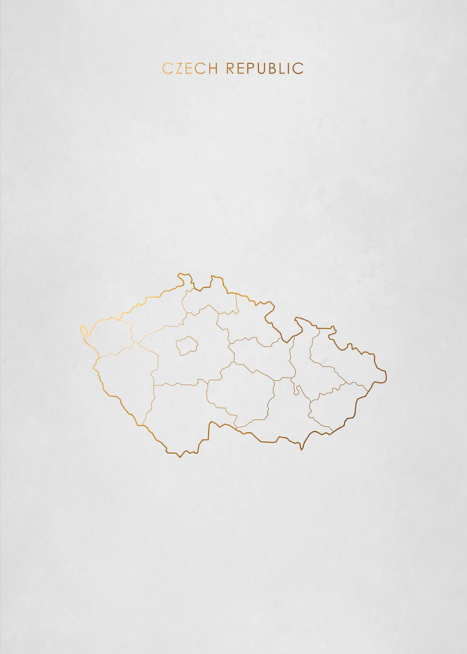 Gold Czech Republic Map