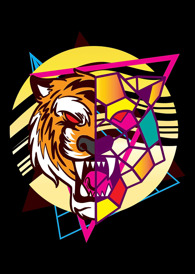 Half Tiger Half Polygonal
