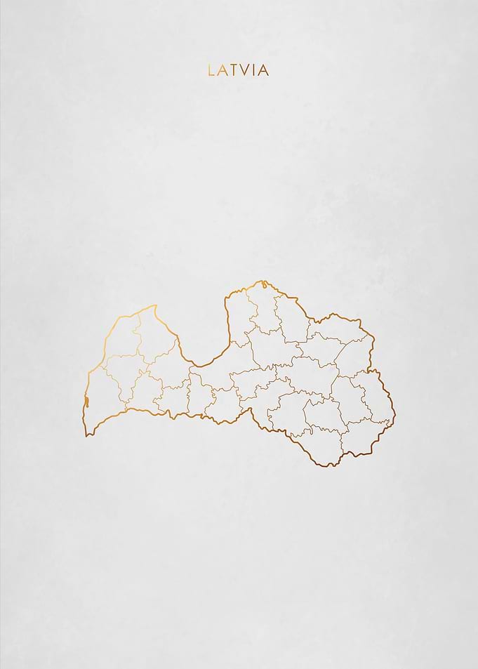 Gold Latvia Map
