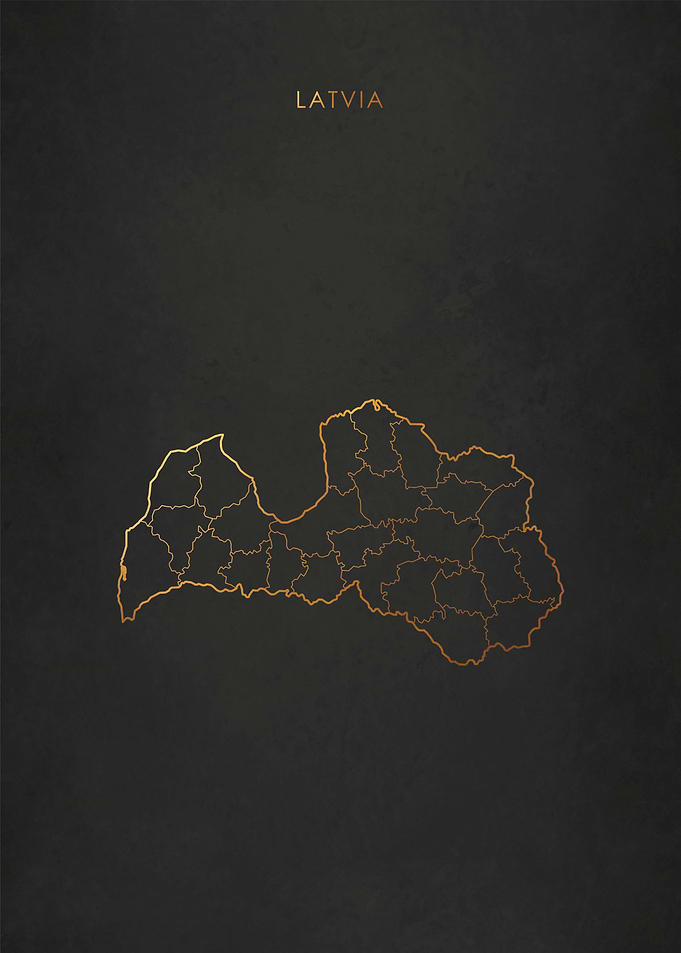 Gold Latvia Map