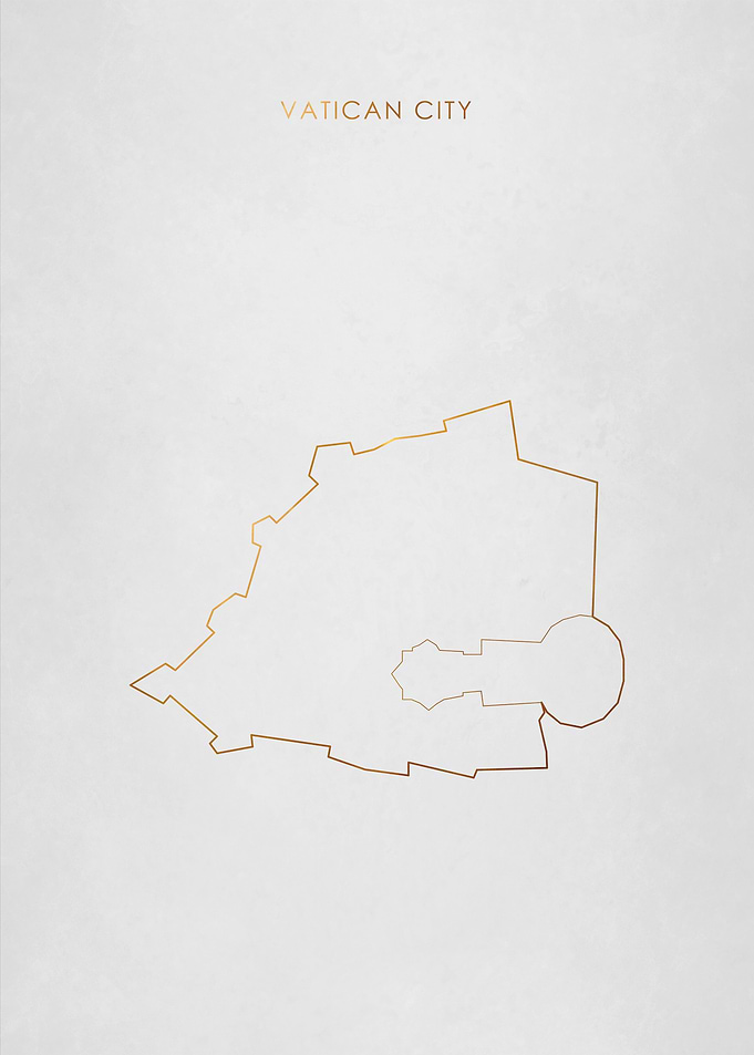 Gold Vatican City Map