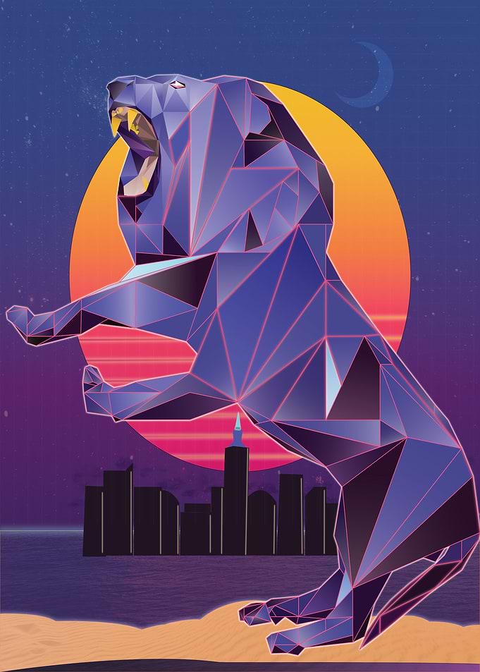 80s Retro Lion Low Poly