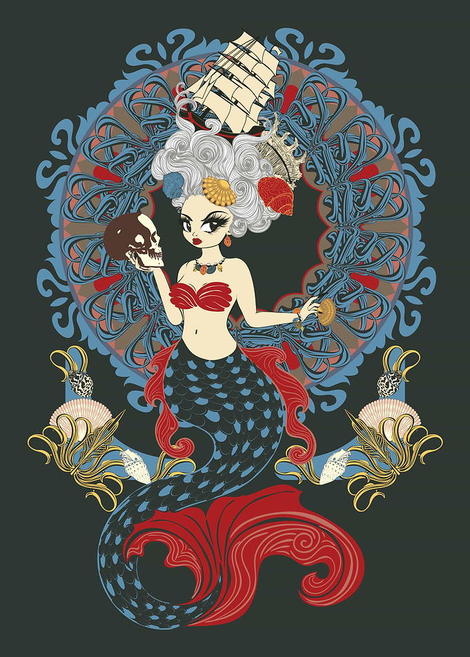 Rococo mermaid art nouveau