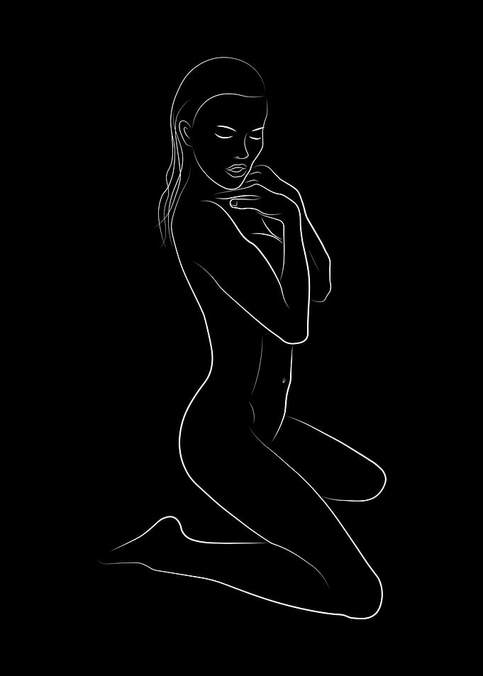 Naked Sensual Girl Drawing