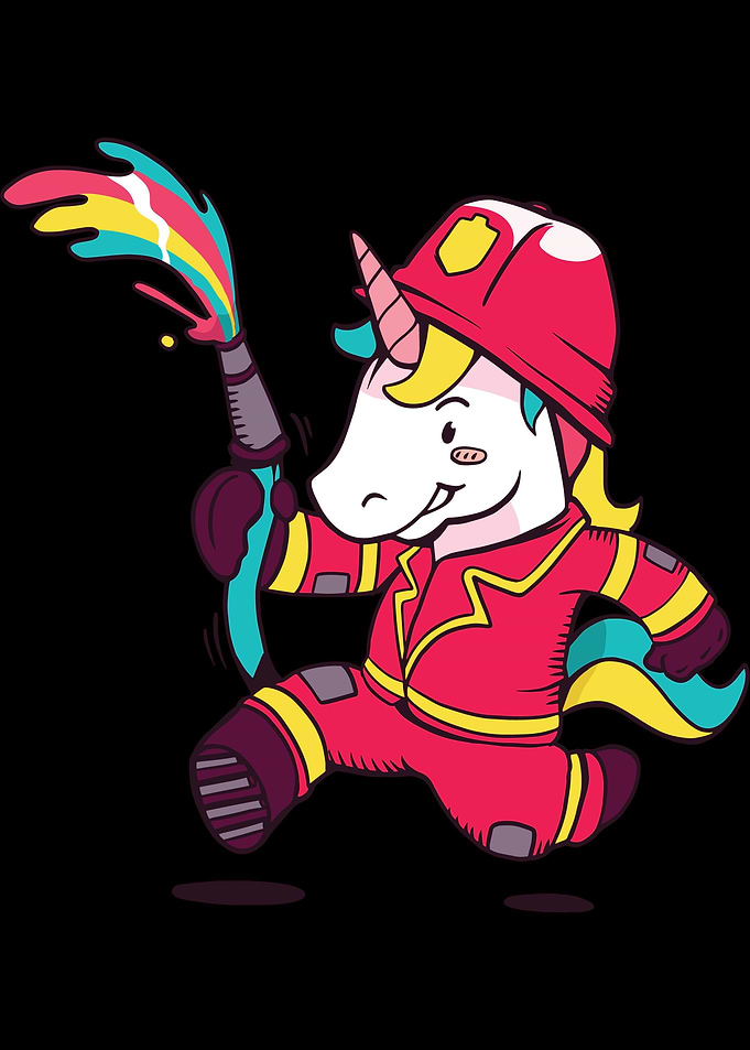 cute unicorn firefighter