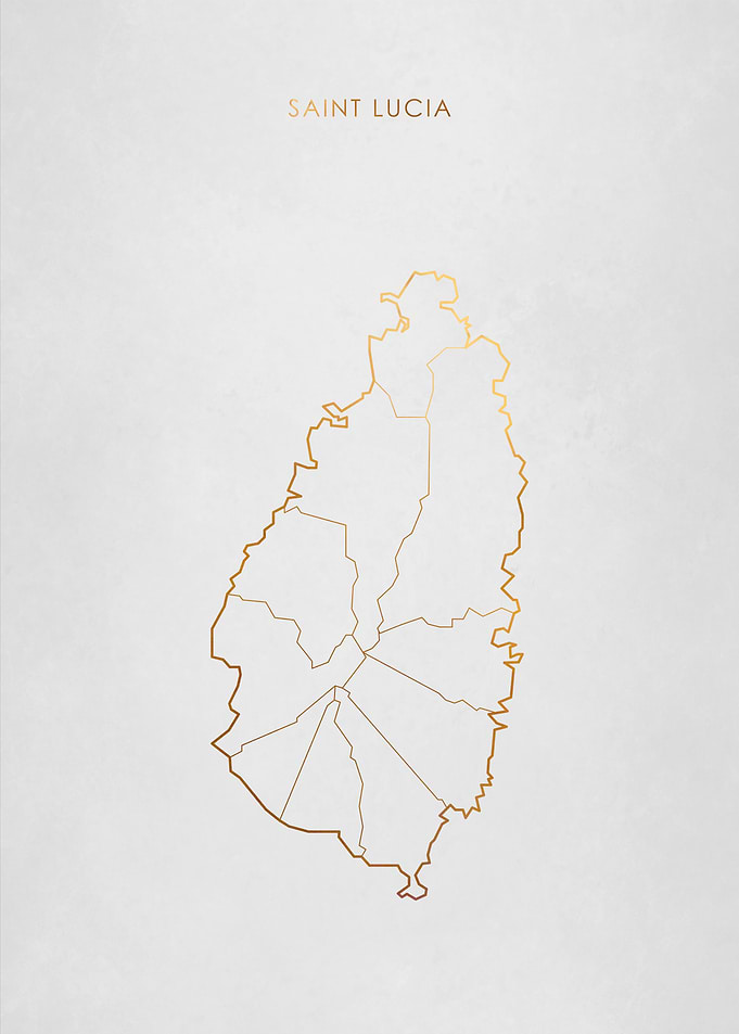 Gold Saint Lucia Map