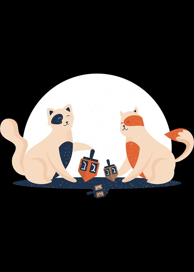 kittens playing dreidl