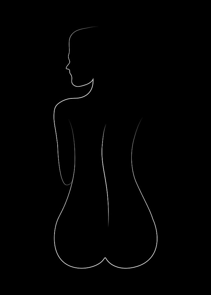 Naked Woman Ass Line Art