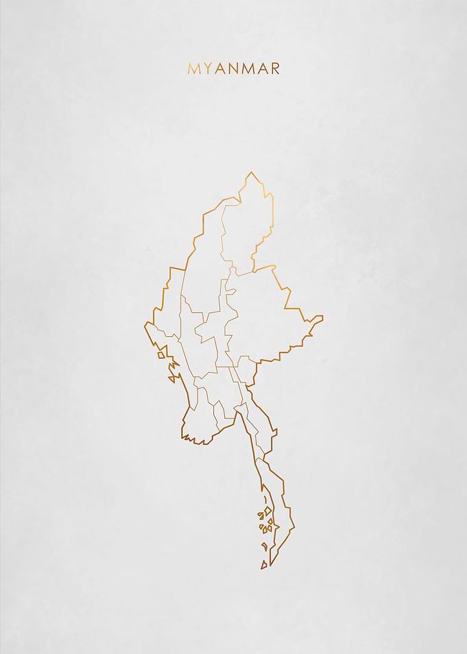 Gold Myanmar Map