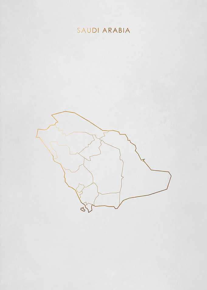 Gold Saudi Arabia Map