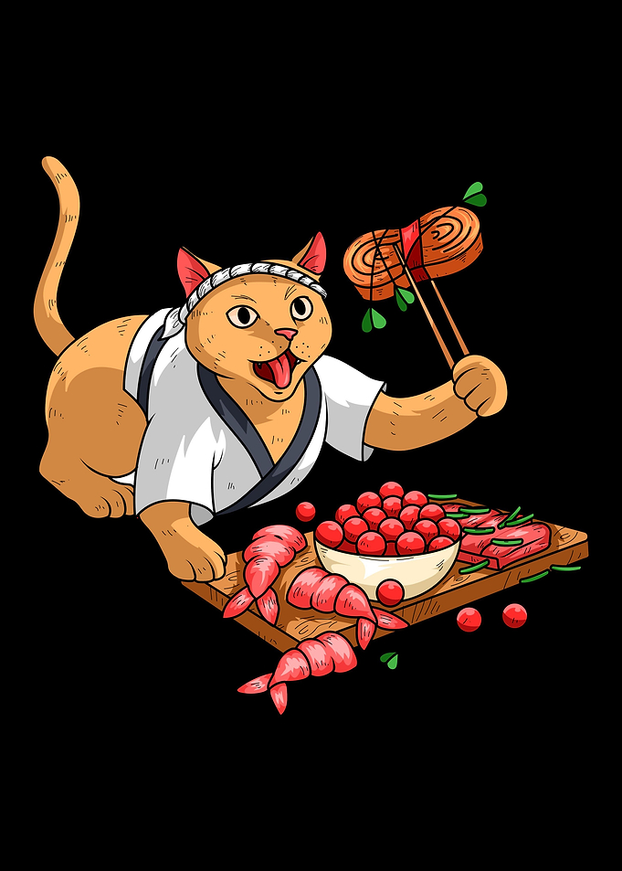 Cat Eating Sushi