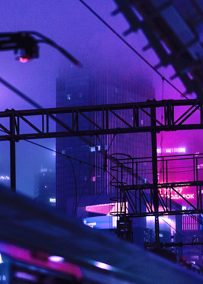 Train night neon